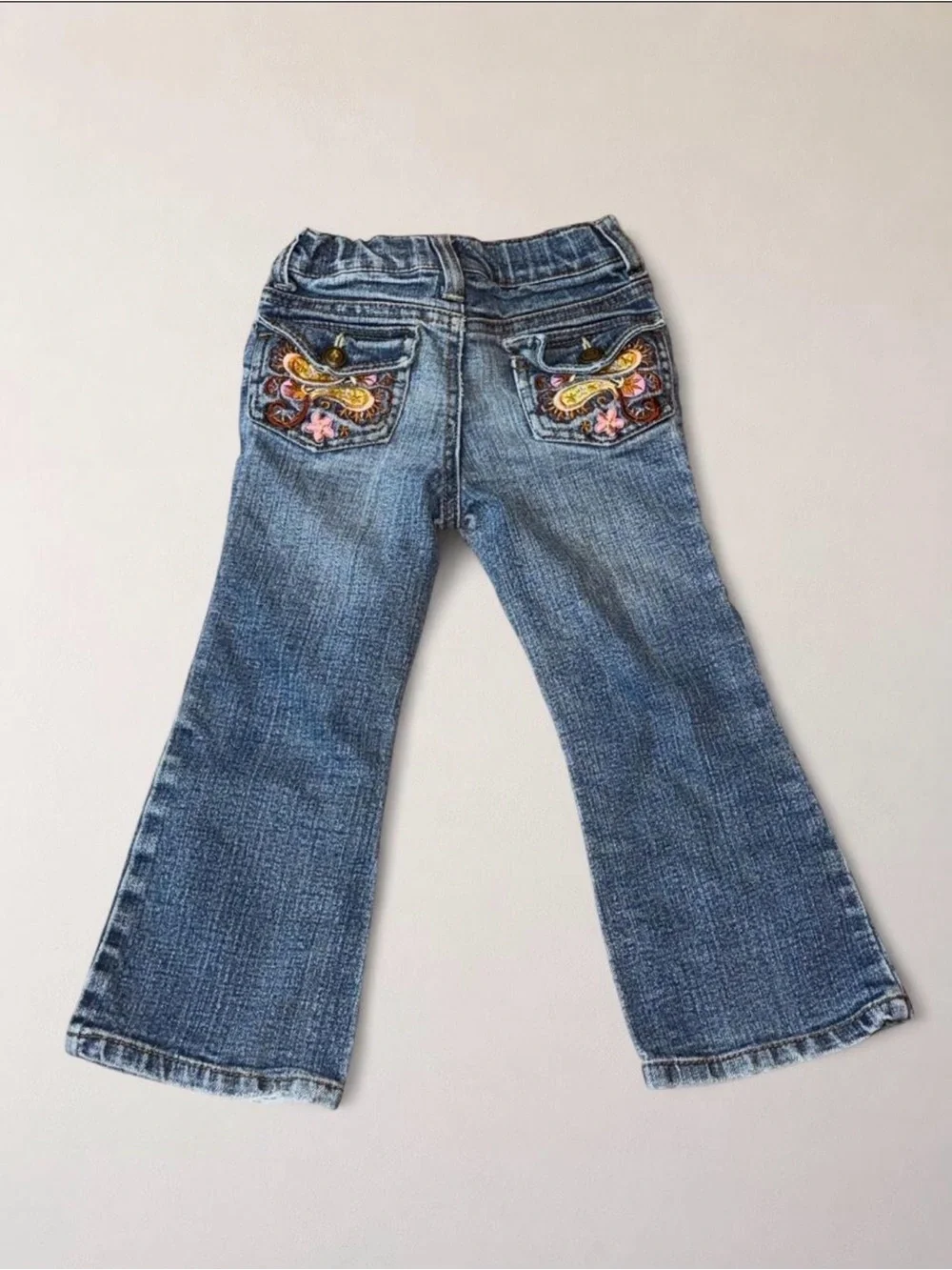 Cherokee Blue Denim Flare Jeans with Butterfly Embroidery